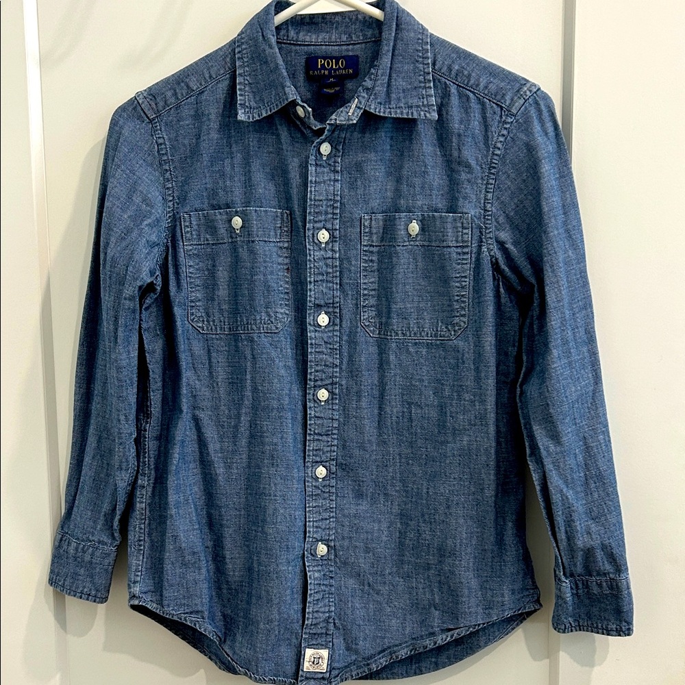 POLO Ralph Lauren Boys Cotton Chambray Button Up Shirt |Size Medium 10/12
